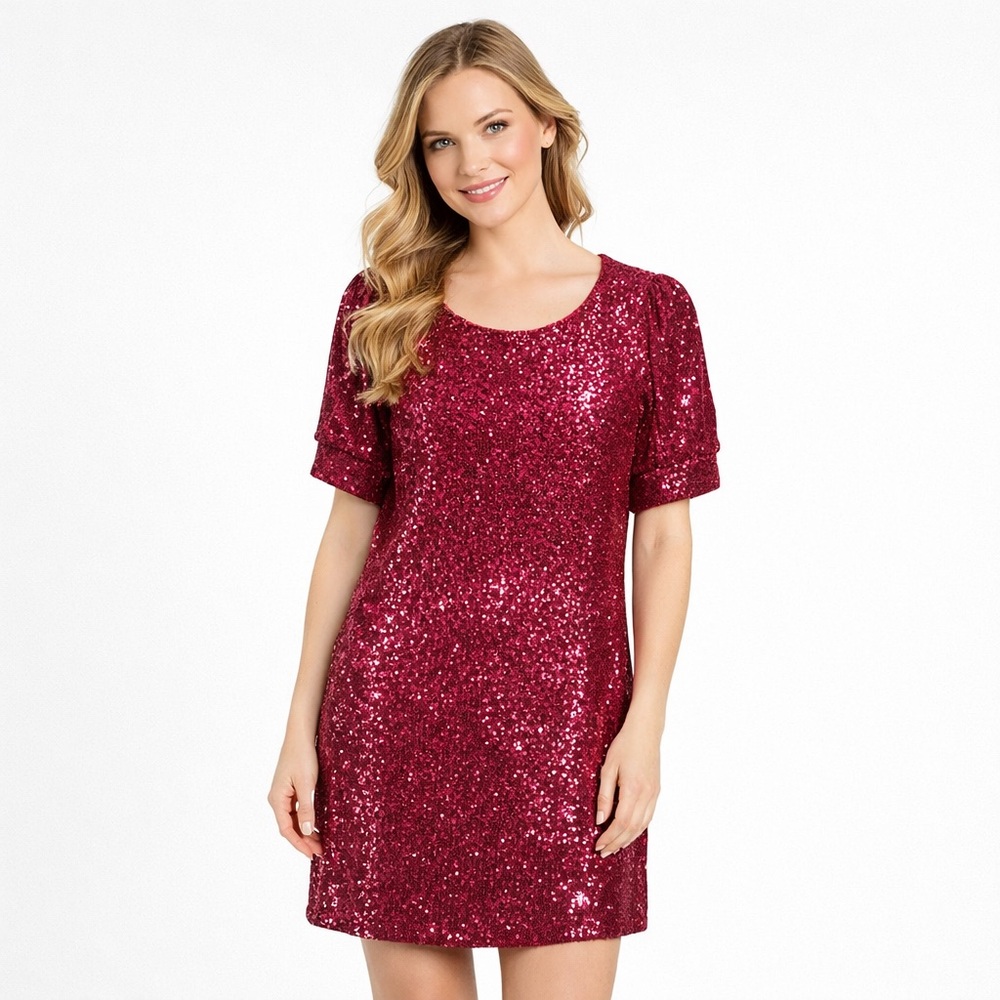 NWT- Cable & Gauge Sparkling Pink Sequin Mini Dress.
